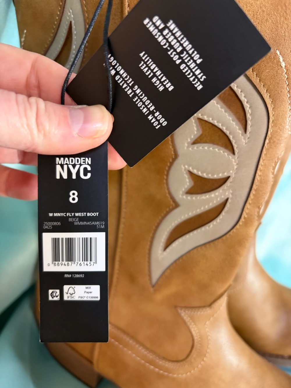 Madden NYC Tan Western Cowboy Boots Ladies Sz 8 - Picture 2 of 6